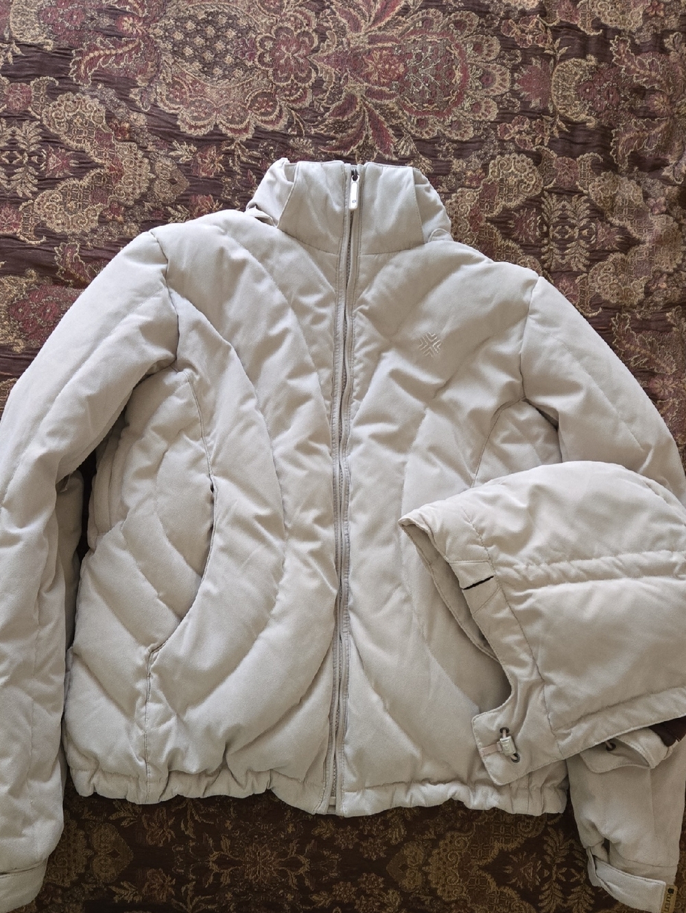Burton Women's Faux Suede Off-white Real Down Filled Winter Snowboard Coat